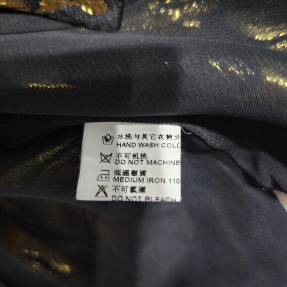 100% Silk Women's Black and Gold Chinese Blouse Tang/Hangzhou - Picture 4 of 5